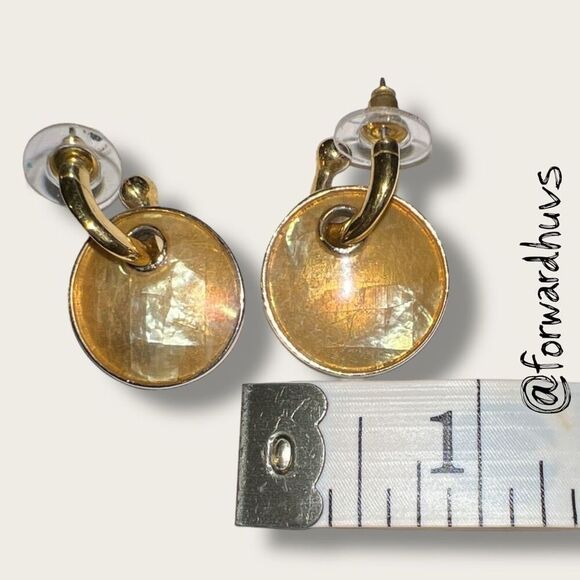 Bundle Sale 3 for $15 | Gold Tone Hoop Earrings with Discs - Picture 5 of 7